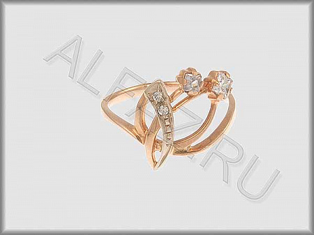 Кольцо "С камнями"  из белого и красного золота 585 пробы с фианитами - ARKF4287