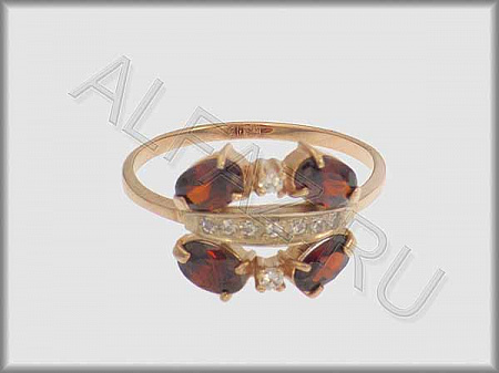 Кольцо "С камнями"  из белого и красного золота 585 пробы с фианитами и цветными фианитами - ARKF4043