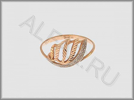 Кольцо "С камнями"  из белого и красного золота 585 пробы с алмазной гранью и фианитами - ARKF4262