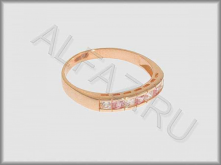 Кольцо "С камнями" из красного золота  585 пробы с фианитами и цветными фианитами - ARKF1339
