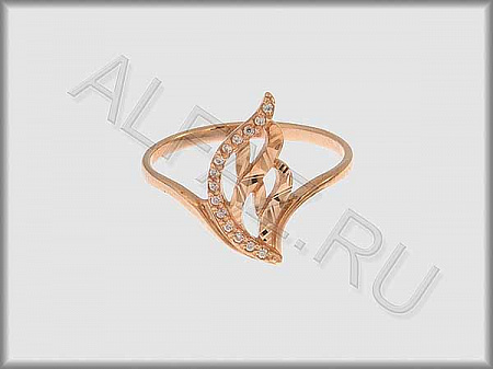 Кольцо "С камнями"  из белого и красного золота 585 пробы с алмазной гранью и фианитами - ARKF4325