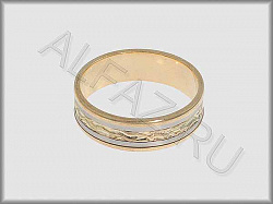 Кольцо обручальное плетёное из белого и желтого золота 585 пробы 