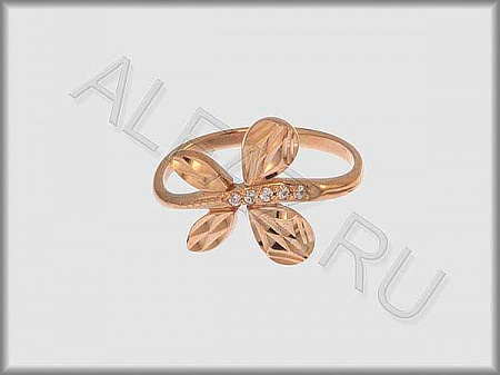 Кольцо "С камнями"  из красного золота 585 пробы с алмазной гранью и фианитами - ARKF1242