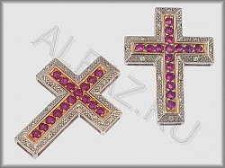 Подвеска Крест из белого и красного золота 585 пробы с бриллиантами и рубинами