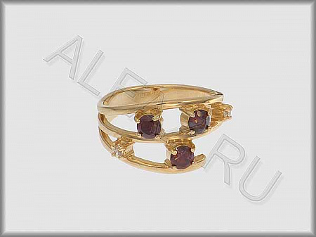Кольцо "С камнями"  из желтого золота 585 пробы с фианитами и цветными фианитами - ARKF2033
