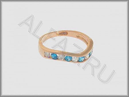 Кольцо "С камнями" из красного золота  585 пробы с фианитами и цветными фианитами - ARKF1356