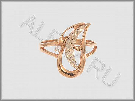 Кольцо "С камнями"  из белого и красного золота 585 пробы с алмазной гранью и фианитами - ARKF4211
