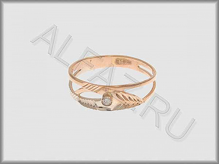 Кольцо "С камнями"  из белого и красного золота 585 пробы с алмазной гранью и фианитами - ARKF4283