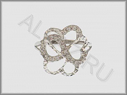Кольцо коллекции "Каменка" из белого золота 585 пробы с алмазной гранью и фианитами