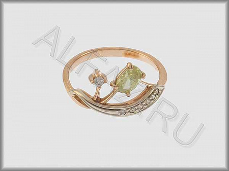 Кольцо "С камнями"  из белого и красного золота 585 пробы с фианитами и цветными фианитами - ARKF4126