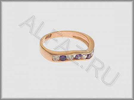 Кольцо "С камнями" из красного золота  585 пробы с фианитами и цветными фианитами - ARKF1332