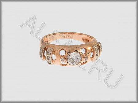 Кольцо "С камнями"  из белого и красного золота 585 пробы с фианитами - ARKF4173