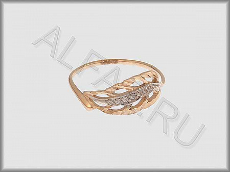 Кольцо "С камнями"  из красного золота 585 пробы с алмазной гранью и фианитами - ARKF1225