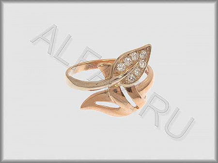 Кольцо "С камнями"  из белого и красного золота 585 пробы с фианитами - ARKF4305