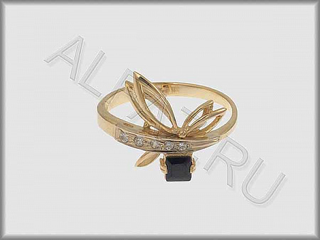 Кольцо "С камнями"  из белого и желтого золота 585 пробы с фианитами и цветными фианитами - ARKF5015