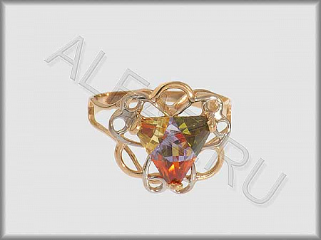 Кольцо "С камнями"  из красного золота 585 пробы с цветными фианитами - ARKF1147