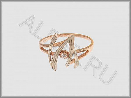 Кольцо "С камнями"  из белого и красного золота 585 пробы с алмазной гранью и фианитами - ARKF4314