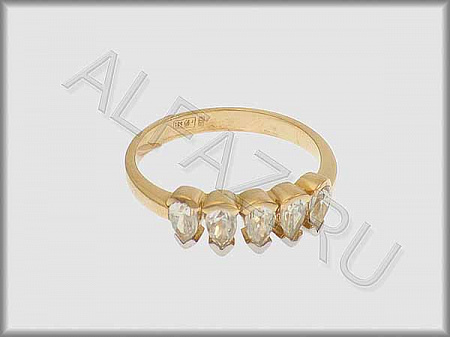Кольцо "С камнями"  из белого и желтого золота 585 пробы с фианитами - ARKF5066