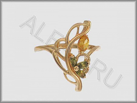 Кольцо "С камнями"  из желтого золота 585 пробы с фианитами и цветными фианитами - ARKF2028