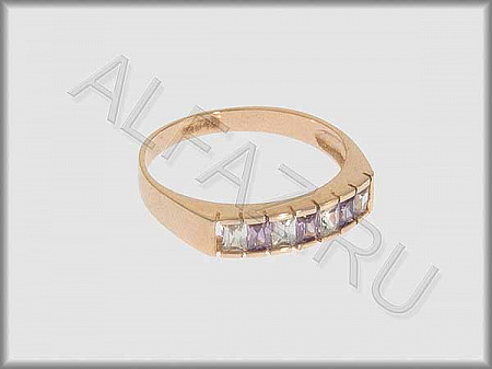 Кольцо "С камнями" из красного золота  585 пробы с фианитами и цветными фианитами - ARKF1327